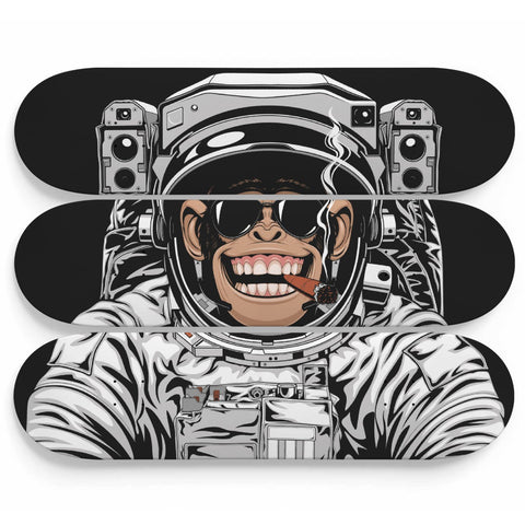 Image of Custom Designed 3 Board Wall Art - Space Chimpanzee 3 Skateboard Wall Art wc-fulfillment