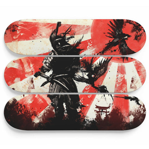 Image of Custom Designed 3 Skate Board Wall Art - Samurai 3 Skateboard Wall Art wc-fulfillment