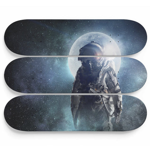 Image of Custom Designed 3 Board Skate Art - Astronaut 3 Skateboard Wall Art wc-fulfillment
