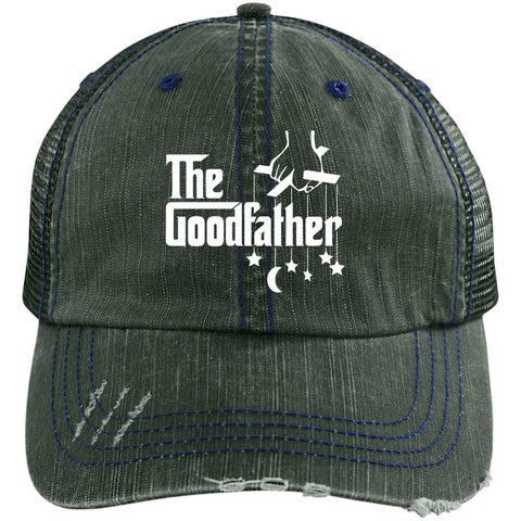 Image of the-goodfather-ondark 6990 Distressed Unstructured Trucker Cap