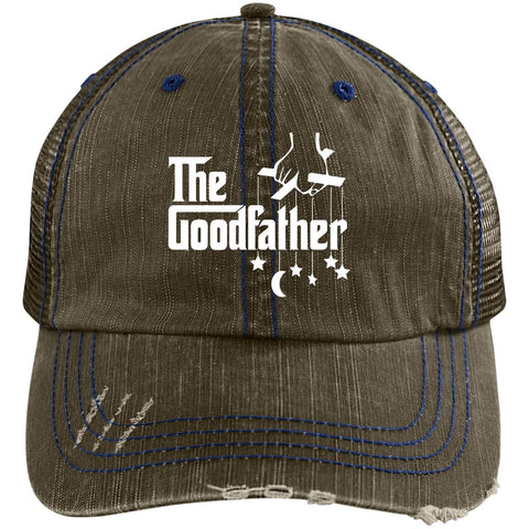 Image of the-goodfather-ondark 6990 Distressed Unstructured Trucker Cap