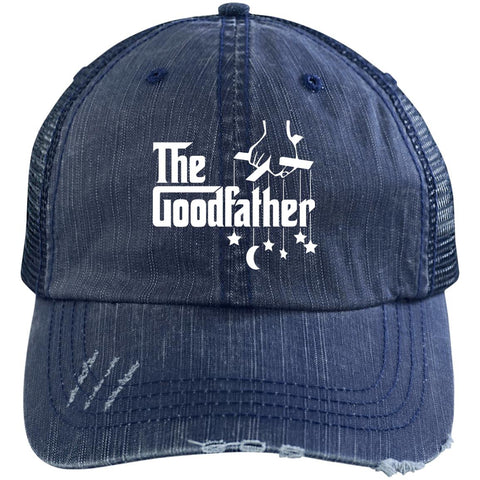 Image of the-goodfather-ondark 6990 Distressed Unstructured Trucker Cap