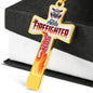 Proud Firefighter Son Cross. Jewelry ShineOn Fulfillment Luxury Necklace (Gold) No