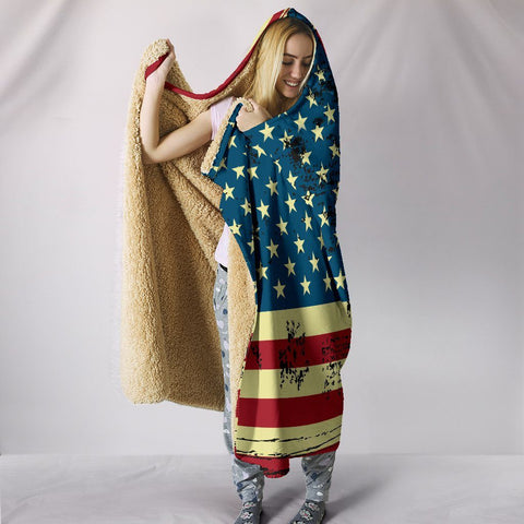 Image of American Flag Hoodie Blanket giftsaw