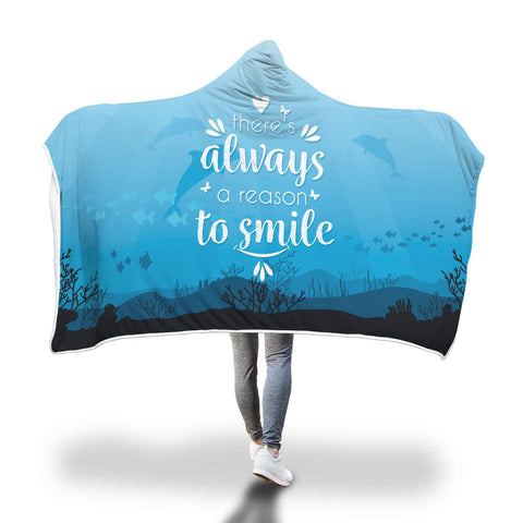 Image of Custom Designed Hooded Blanket - Dolphin Smile Hooded Blanket wc-fulfillment 