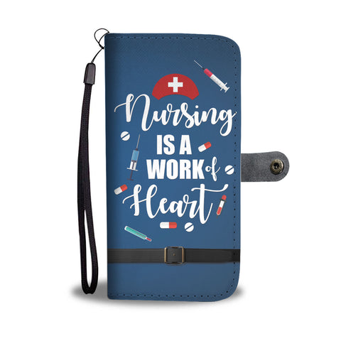 Image of Custom Designed Wallet Case - Nursing is a work of Heart.