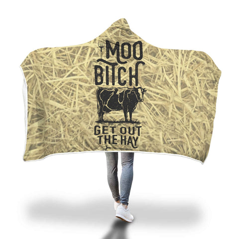 Custom Designed "Moo Bitch" Hooded Blanket. Hooded Blanket wc-fulfillment 