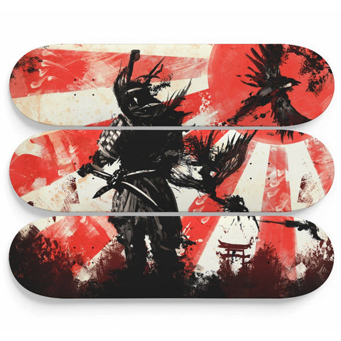 Image of Custom Designed 3 Skate Board Wall Art - Samurai 3 Skateboard Wall Art wc-fulfillment 