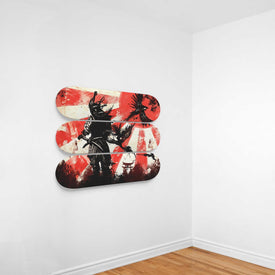 Custom Designed 3 Skate Board Wall Art - Samurai
