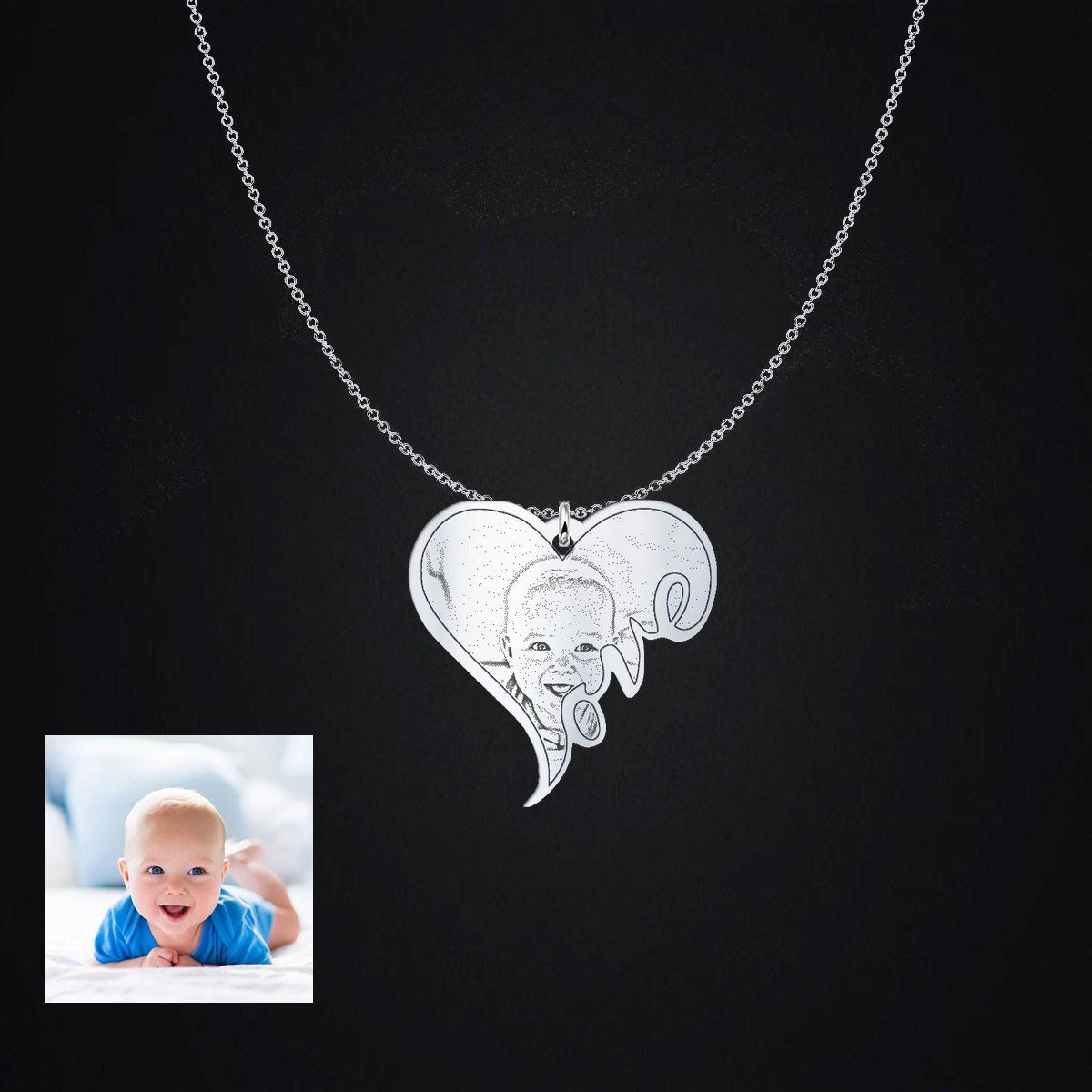 Baby Photo Pendant pendant Beeoux Sterling Silver 1in No 