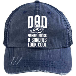 Dad Socks and Sandals Distressed Unstructured Trucker Cap