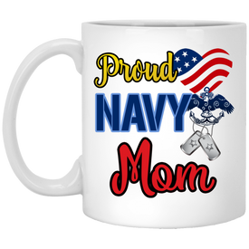 Proud Navy Mom 11 oz. White Mug
