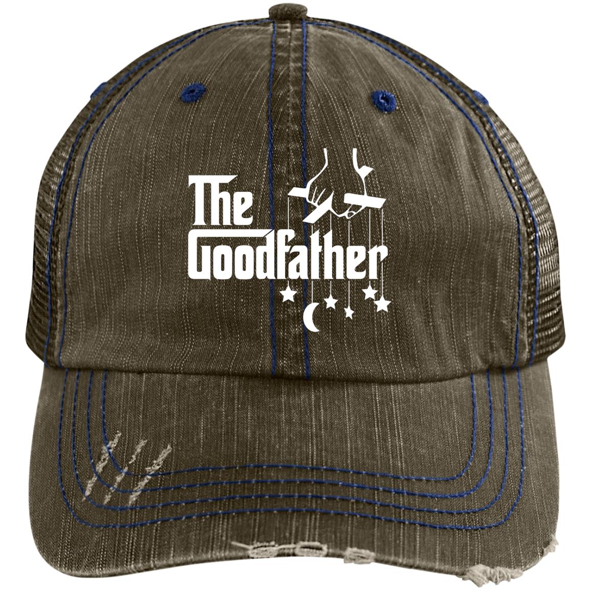 the-goodfather-ondark 6990 Distressed Unstructured Trucker Cap