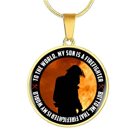 Image of firefighter round Handmade Necklace. Jewelry ShineOn Fulfillment Luxury Necklace (Gold) No 