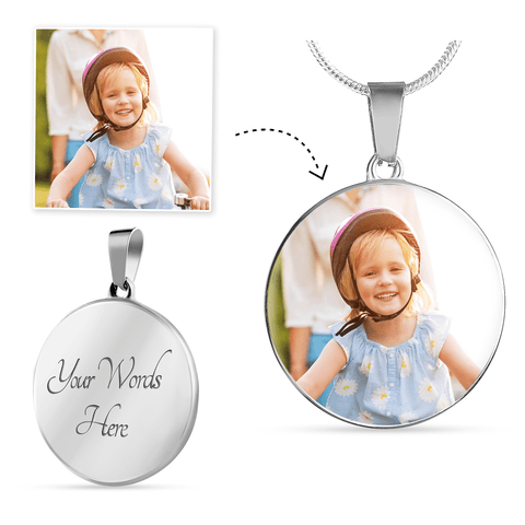 Image of Personalized Pendant with Necklace - Upload Your Own Photo. Jewelry ShineOn Fulfillment Luxury Necklace (Silver) Yes 