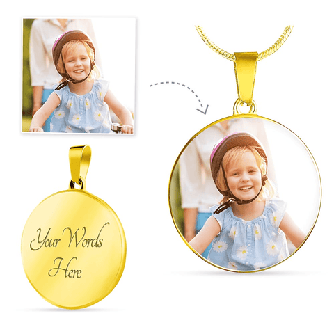 Personalized Pendant with Necklace - Upload Your Own Photo. Jewelry ShineOn Fulfillment Luxury Necklace (Gold) Yes 