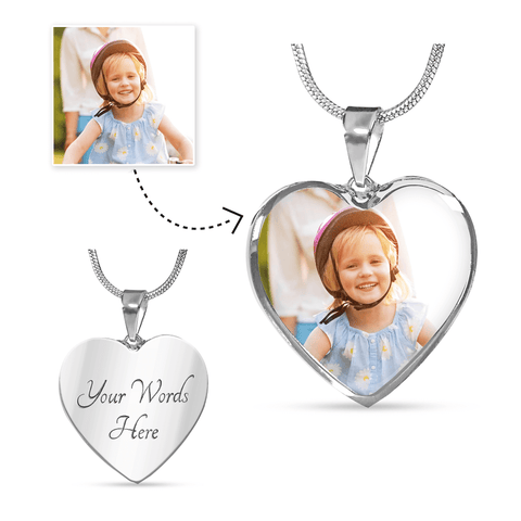 Image of Personalized Heart Pendant with Necklace - Upload Your Own Photo. Jewelry ShineOn Fulfillment Luxury Necklace (Silver) Yes 