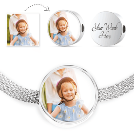 Personalized Circle Charm with Luxury Steel Bracelet - Upload Your Own Photo. Jewelry ShineOn Fulfillment S/M Bracelet & Charm Yes 