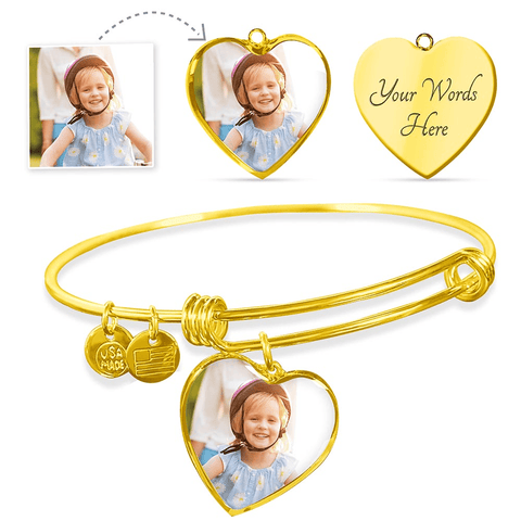 Personalized Heart Pendant with Bracelet - Upload Your Own Photo. Jewelry ShineOn Fulfillment Heart Pendant Gold Bangle No 