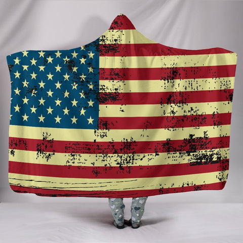 Image of American Flag Hoodie Blanket giftsaw Hooded Blanket Youth 60"x45" 