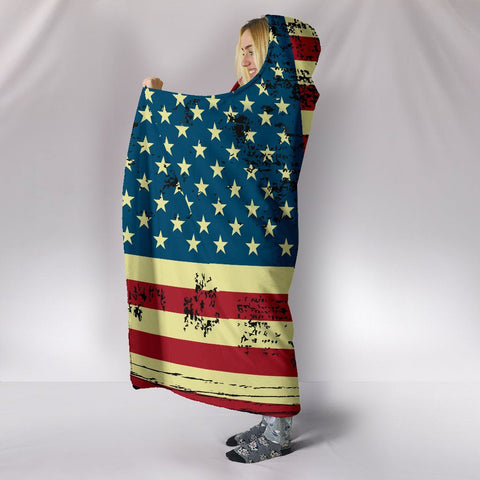 Image of American Flag Hoodie Blanket giftsaw 