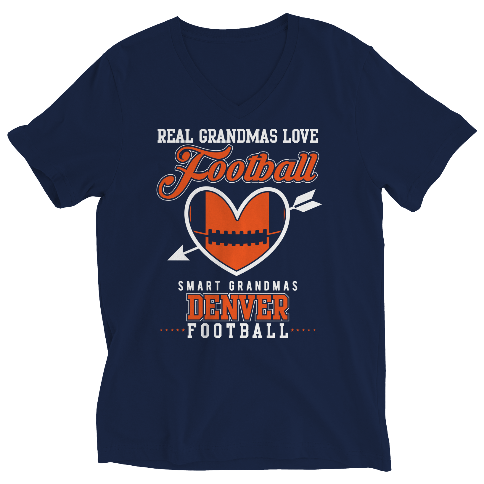 Limited Edition - Real Grandmas Love Football- Denver Unisex Shirt slingly Ladies V-Neck Navy S