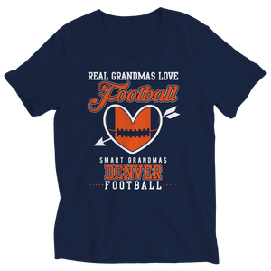 Limited Edition - Real Grandmas Love Football- Denver Unisex Shirt slingly Ladies V-Neck Navy S