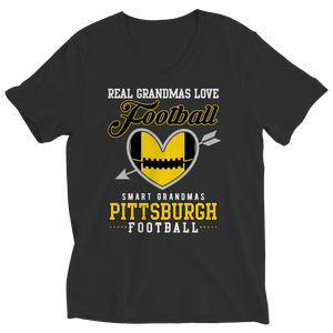 Limited Edition - Real Grandmas Loves Football- Pittsburg- Black Unisex Shirt slingly Ladies V-Neck Black S