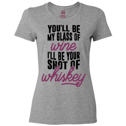 Image of Ladies Classic Tees You'll be my glass of Wine Ladies Classic Tees PrintTech S Athletic Heather 