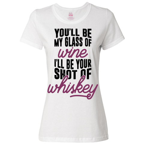 Image of Ladies Classic Tees You'll be my glass of Wine Ladies Classic Tees PrintTech S White 